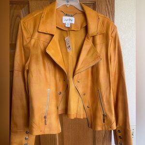 Joseph Ribkoff gold leather jacket